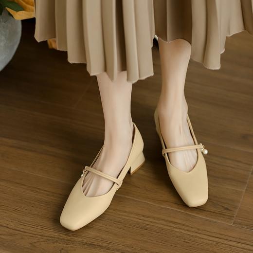 ZHR浅口单鞋女2024新款时尚粗跟小皮鞋子百搭玛丽珍鞋女鞋ins方头 商品图7