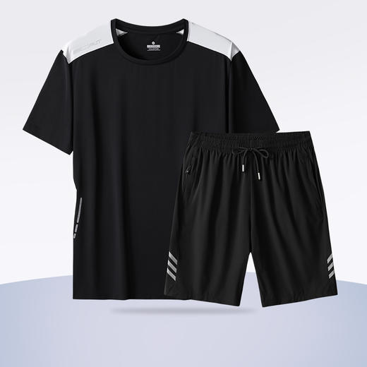 【Q】【冰丝速干】【新款DSF】大依优型大码男装夏季套装运动休闲加肥加大短袖短裤大号T恤套装夏装 商品图1