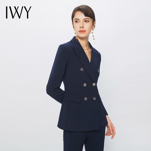 IWY/藏青色西装套装职业装高级西服外套女气质通勤商务工作服面试正装C13102+P31356 商品图2