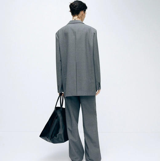 羊毛精纺灰色女绅士西装 满分摩登造型 英伦斜纹呢复古时髦 职场通勤品味尽显 面料考究垂感好G0727 商品图2