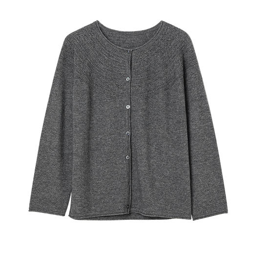 famecoco范可儿羊毛毛衣开衫女圆领提花保暖针织外套FAC1DE001 商品图6