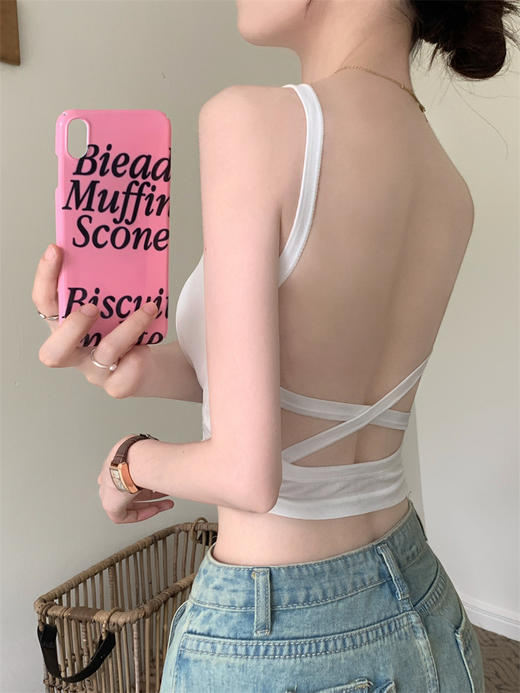 【辣妹性感 交叉裹胸抹胸美背内衣】女士运动 吊带背心固定杯 文胸外穿 商品图6