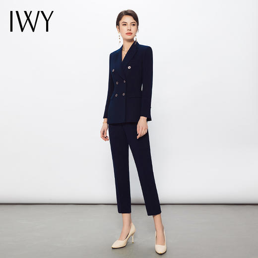 IWY/藏青色西装套装职业装高级西服外套女气质通勤商务显瘦工作服面试C13102+P11356 商品图2