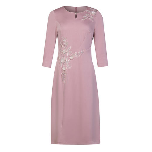 Q63862024初夏新款浅粉色时尚洋气妈妈宴会礼服裙年轻喜婆婆大码连衣裙 商品图4