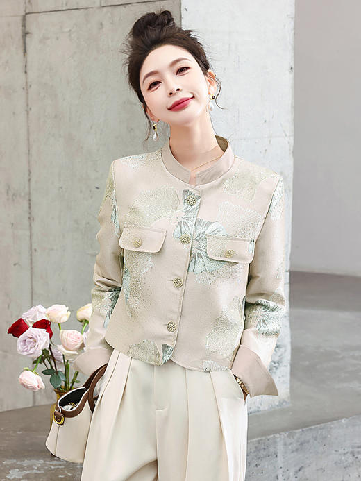 2024年春季上新气质时尚立领新中式提花外套HMQY5211 商品图2