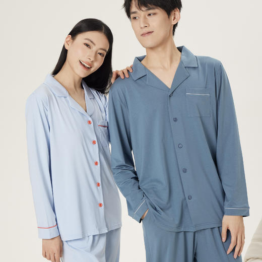 连绵·兰精莫代尔长袖长裤开襟家居服（男/女） 商品图12