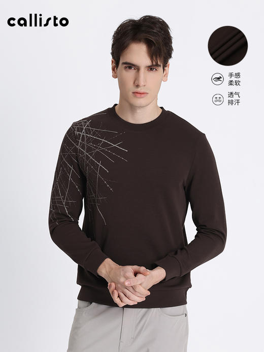 callisto棕色棉混纺卫衣 STFLE052C 商品图1