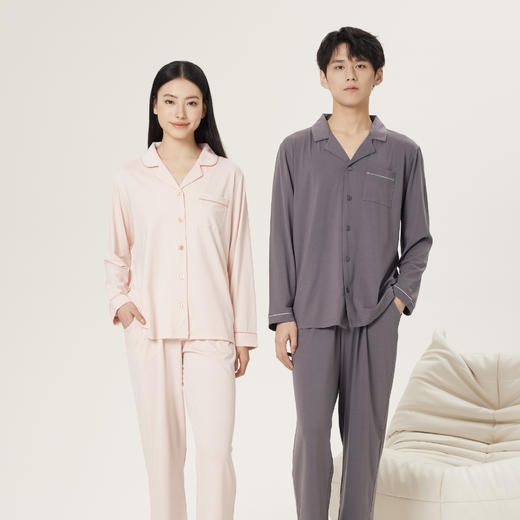 连绵·兰精莫代尔长袖长裤开襟家居服（男/女） 商品图7