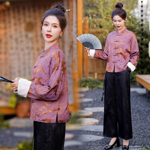 HR-XYSP6006新中式国风绸缎刺绣宽松时尚减龄大码上衣外套 商品图2