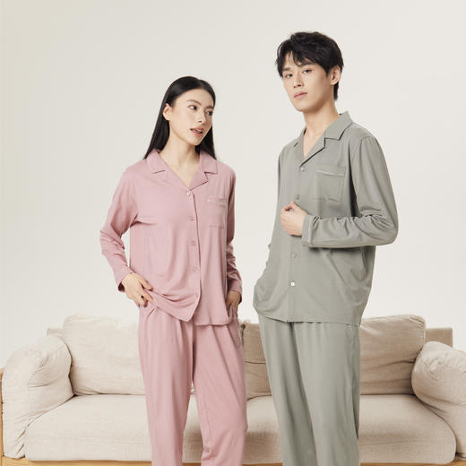 连绵·兰精莫代尔长袖长裤开襟家居服（男/女） 商品图9