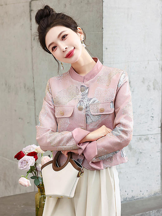 2024年春季上新气质时尚立领新中式提花外套HMQY5211 商品图0