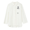 Famecoco范可儿印花刺绣宽松白衬衫女士落肩长袖衬衣FAC1BH010 商品缩略图6