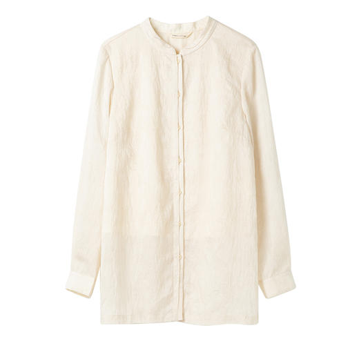 famecoco新中式立领基础款衬衫女士长袖正肩气质衬衣FAC1BA004 商品图5