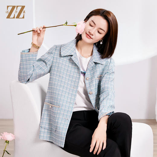 佐尔美春季新款 气质小香风千鸟格上衣外套女E33SO31 商品图1