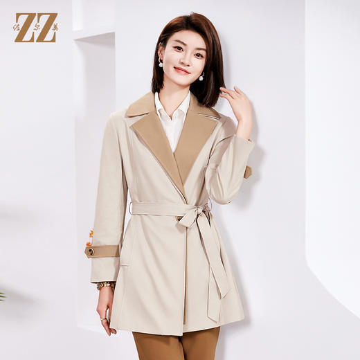佐尔美春季新款 时尚经典英伦一粒扣中长风衣女E33FZ23 商品图1