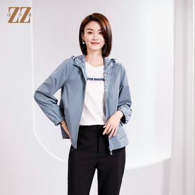 佐尔美春季新款 时尚连帽短风衣外套女E33FD05