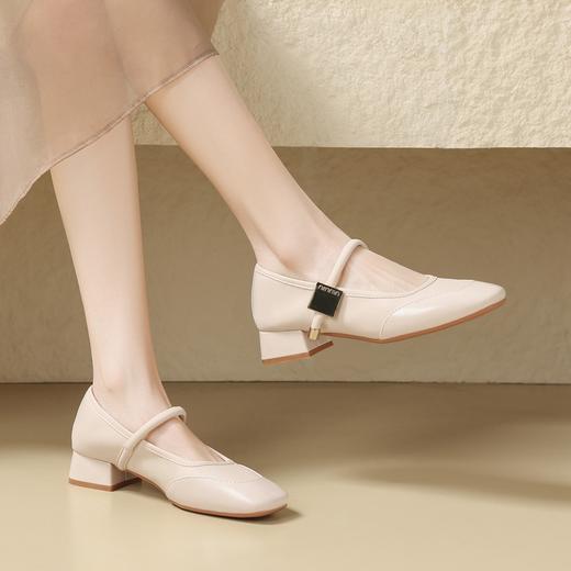 ZHR则则法式复古方头单鞋女鞋2024春季新款优雅舒适粗跟玛丽珍鞋 商品图3