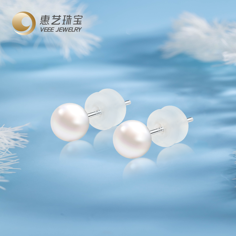 18K金淡水珍珠5mm正圆耳环