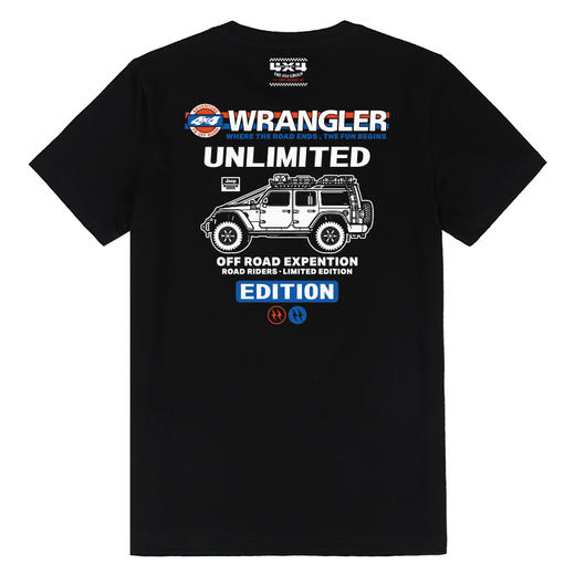 复古改装车牧马人越野休闲短袖T恤男女同款黑白色潮牌透气半袖衫 NMT-2107 商品图3