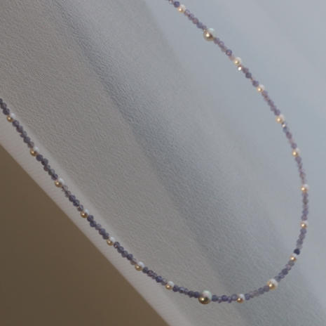 甄珠贝 浪漫星空里的繁星点点 很闪亮的一串 紫色开运 坦桑石纯天然+珍珠（海水真多麻色akoya+ji光淡水） 商品图5