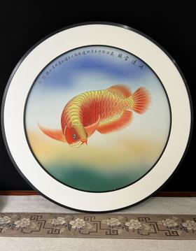 高温颜色釉加珐琅彩瓷板画“鸿运当头”