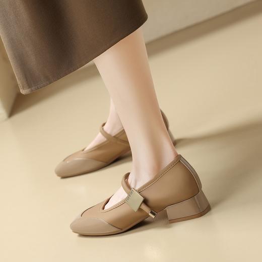 ZHR则则法式复古方头单鞋女鞋2024春季新款优雅舒适粗跟玛丽珍鞋 商品图6