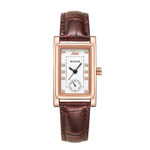 情侣手表【女生手表 小众设计石英表】时尚百搭 皮质表带小方盘手表 商品图8