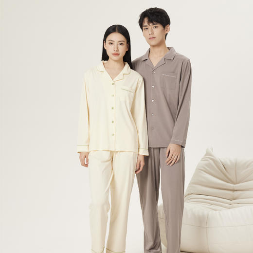 连绵·兰精莫代尔长袖长裤开襟家居服（男/女） 商品图6