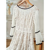 欧芮儿收腰白色a字裙七分喇叭袖蕾丝连衣裙女中长款女裙子 商品缩略图1