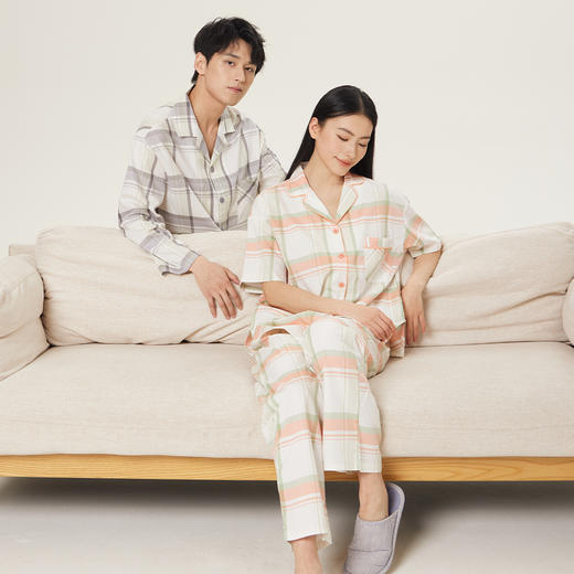 连绵·格纹天丝棉睡衣套装（男/女款） 商品图5