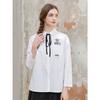 Famecoco范可儿印花刺绣宽松白衬衫女士落肩长袖衬衣FAC1BH010 商品缩略图0