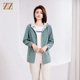 佐尔美春季新款 双面穿时尚气质连帽休闲短风衣外套女E33FD26