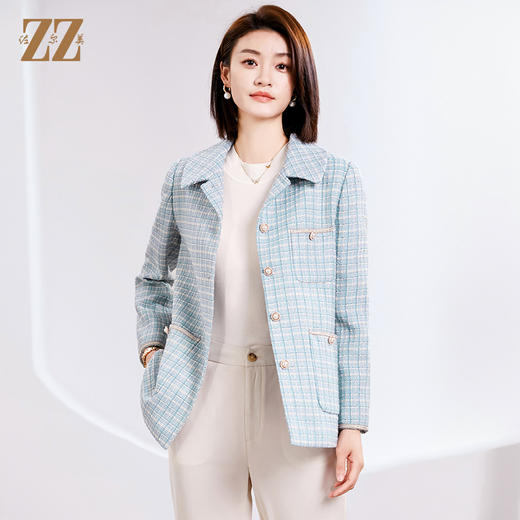 佐尔美春季新款 气质小香风千鸟格上衣外套女E33SO31 商品图3