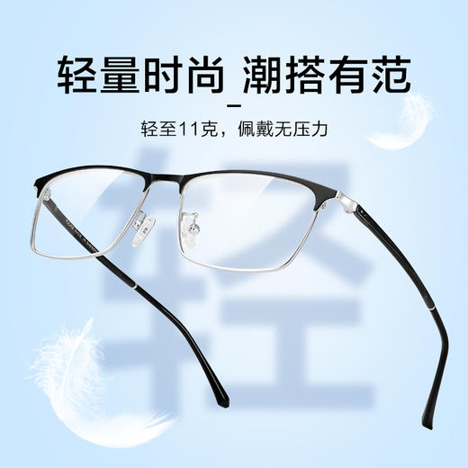 普莱斯PJ20053 光学镜框 复古设计轻量舒适 商务休闲镜框 合金材质 三色可选 商品图3