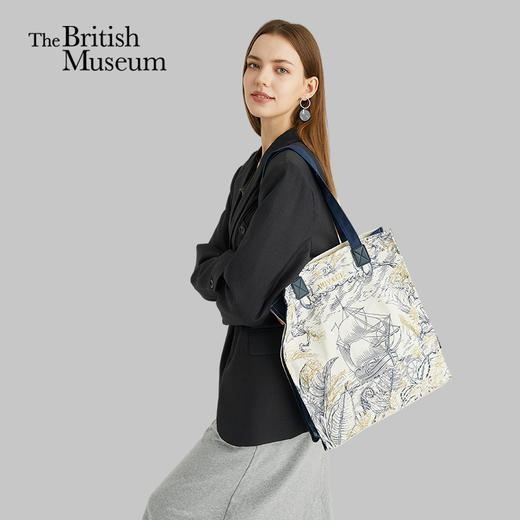 大英博物馆欧洲文化艺术系列 航海刺绣帆布包单肩包 商品图0