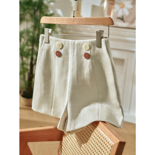 欧芮儿春新款高腰显瘦休闲短裤女简约百搭修身直筒阔腿裤 商品图0