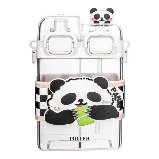 迪乐贝尔700ml熊猫背带双仓杯 商品图0