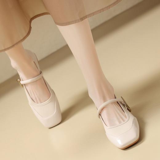 ZHR则则法式复古方头单鞋女鞋2024春季新款优雅舒适粗跟玛丽珍鞋 商品图1