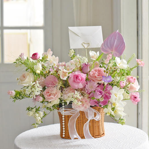 《莹灵盎然》春日感森系粉色系手提花篮 商品图2