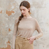 Famecoco一字领打孔提花修身针织衫女长袖套头打底衫FAC1DB014 商品缩略图4