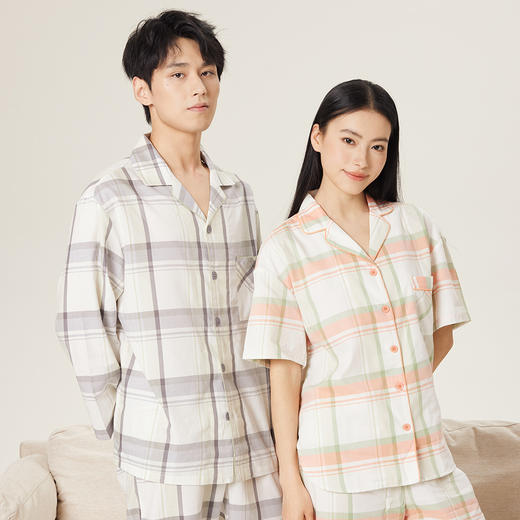 连绵·格纹天丝棉睡衣套装（男/女款） 商品图3