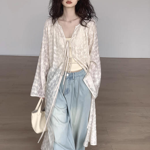 裁缝学苑AS211长款复古防晒绑带蕾丝长衫纸样女装新款薄款开衫打板 商品图3