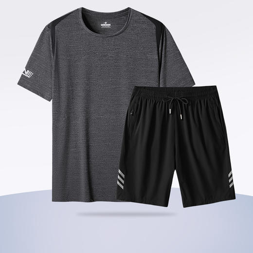 【Q】【冰丝速干】【新款DSF】大依优型大码男装夏季套装运动休闲加肥加大短袖短裤大号T恤套装夏装 商品图1