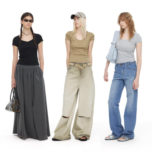 NUTH 凉感液氨纯棉低领修身显瘦短袖t恤女 商品图8