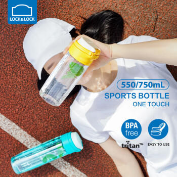 乐扣乐扣（LOCK&LOCK）一键式运动水杯塑料杯户外便携水壶带把手刻度男女杯子蓝色750ml 商品图7