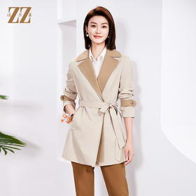 佐尔美春季新款 时尚经典英伦一粒扣中长风衣女E33FZ23