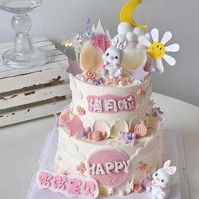 【双层兔宝宝满月蛋糕】-生日蛋糕/儿童蛋糕