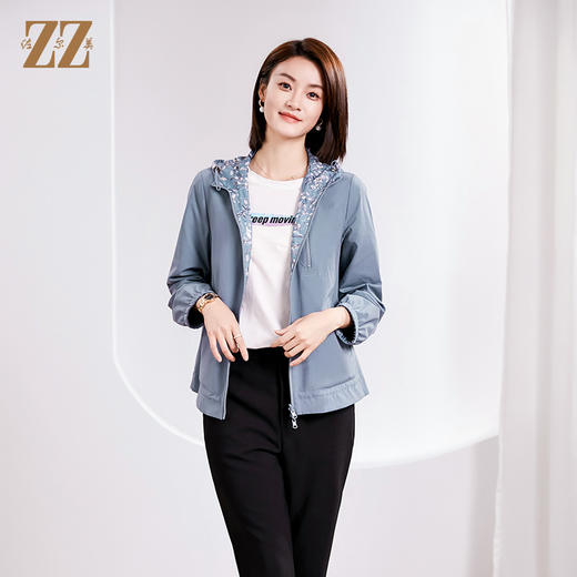 佐尔美春季新款 时尚连帽短风衣外套女E33FD05 商品图1