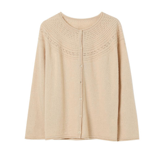 famecoco范可儿羊毛毛衣开衫女圆领提花保暖针织外套FAC1DE001 商品图5