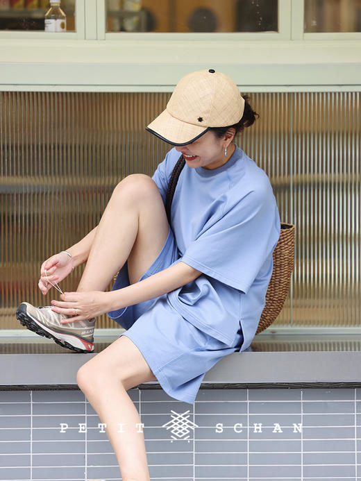 PETIT SCHAN小闪  #050  Windrider 风骑士 呼吸感拉菲草编织羊皮包边拼接鸭舌棒球帽 商品图3